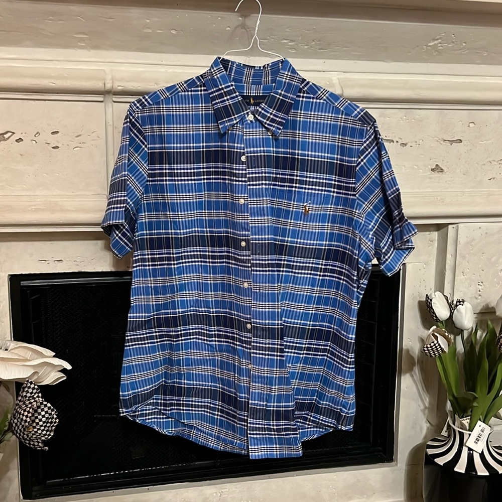 Ralph Lauren short sleeve plaid button down shirt